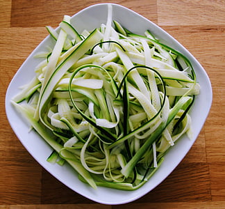 green vegetable peels on white plate