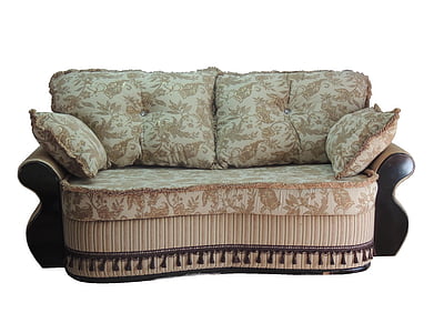 gray and brown floral fabric chair