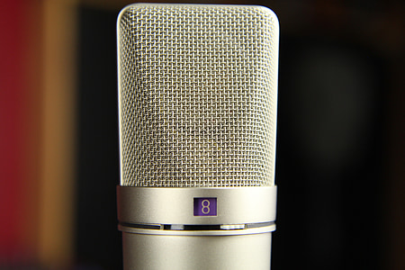 selective focus photograph of microphone