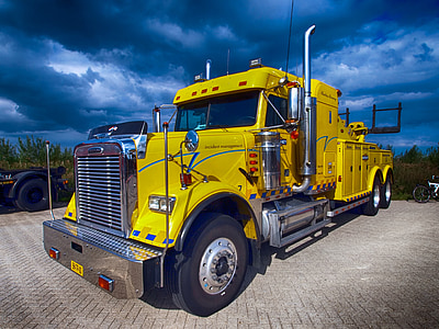 yellow freight truck