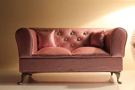 red leather loveseat