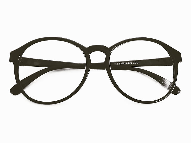eyeglass with black frame in white background
