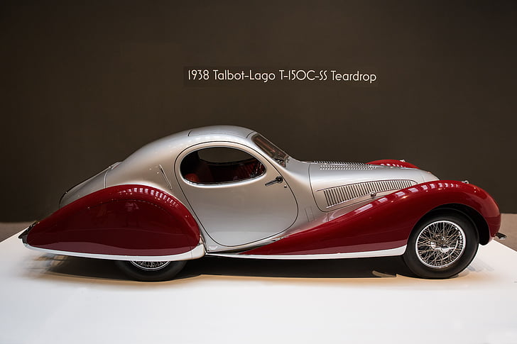 1938 red and silver Talbot-Logo T150C-SS Teardrop