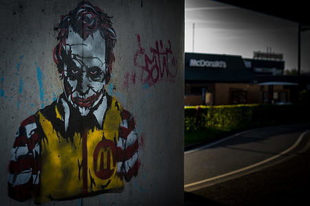Heath Ledger The Joker x Ronald McDonald graffiti