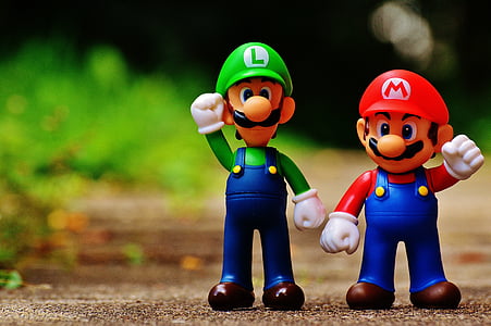 selective focus photography of Mario and Luigi figurines