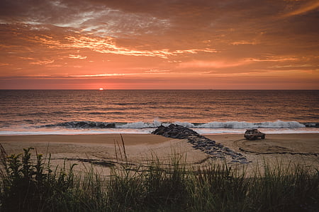 landscape photo of seashore during golden hour