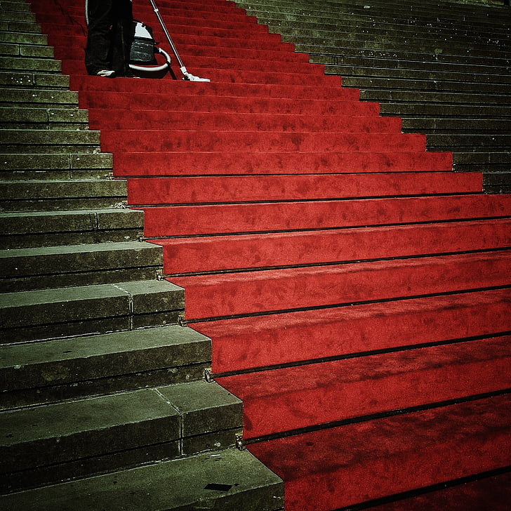 red carpet on stairs