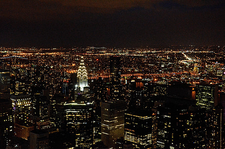 high angle photography of city lights and Chrysler building