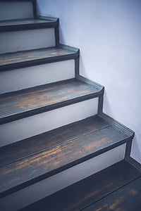 photography of brown and white stair