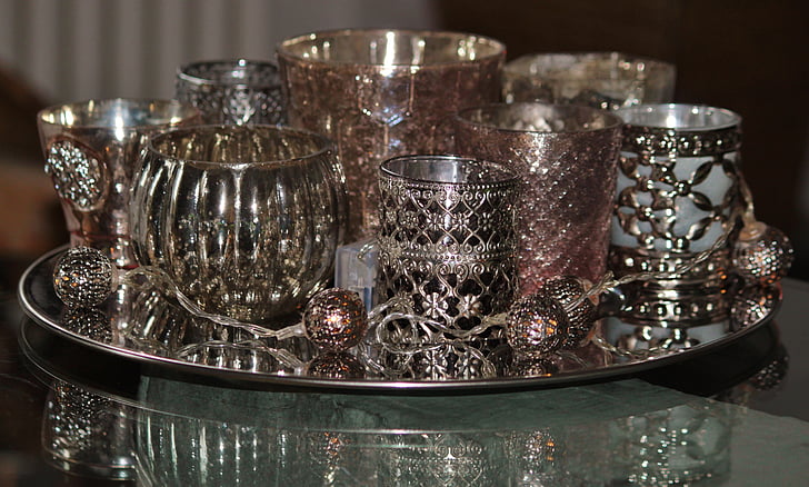 assorted silver cups