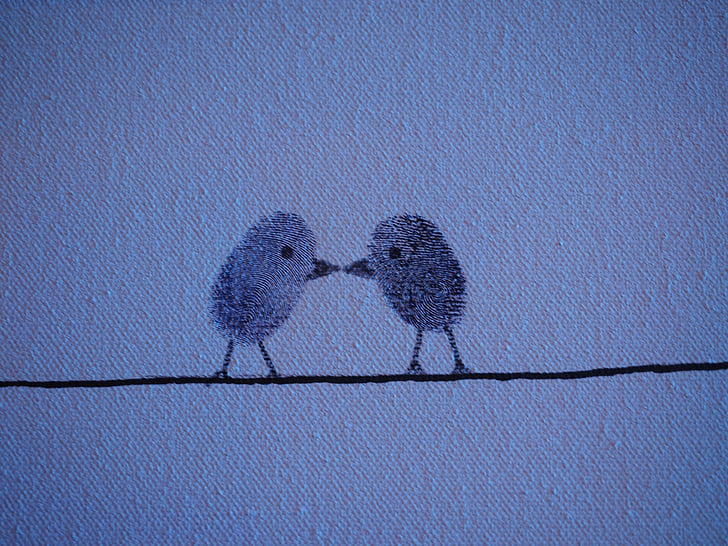 two birds perched on cable illustration