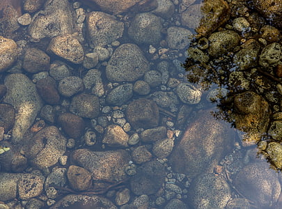 photography of brown stones under body of water