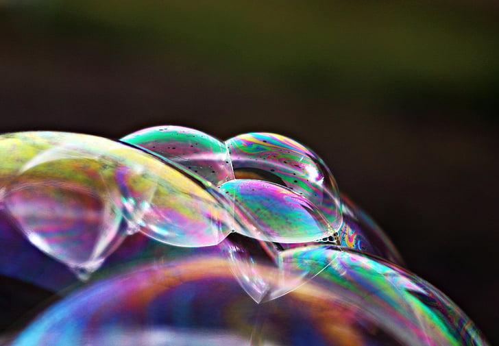 closeup photo of iridescent bubbles