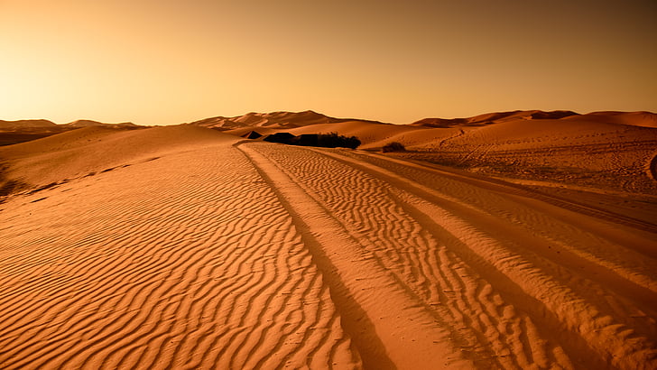 landscape photography of desert dunes