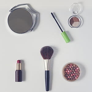 flat lay photography of cosmetics