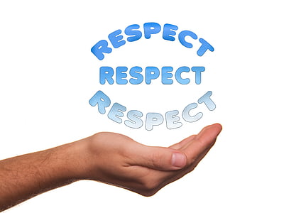 hand with respect text overlay