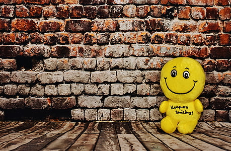 yellow plush toy leaning against wall
