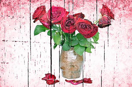 red flowers in vase painting