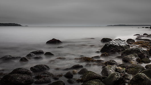 rocks with sea fog