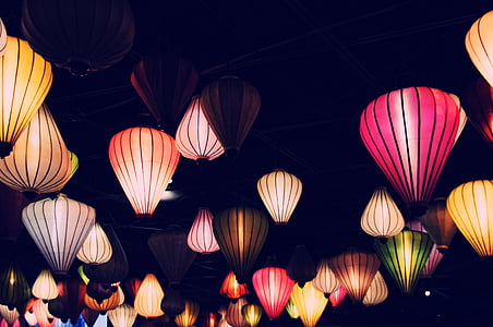 assorted-color flying lanterns