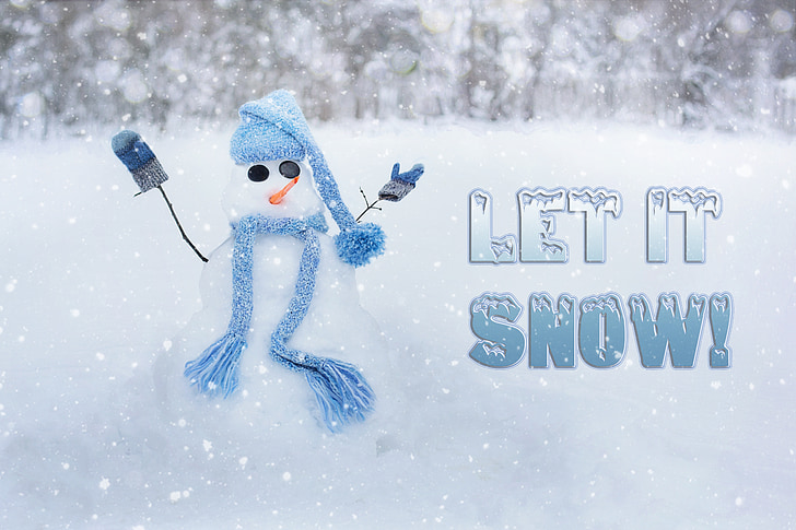 snowman with Let It Snow text overlay