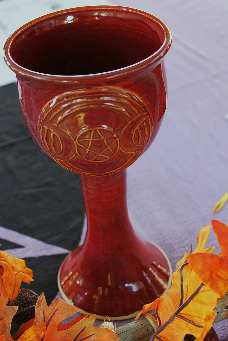 red ceramic chalice