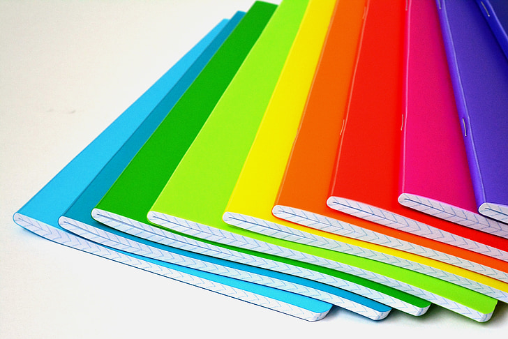 assorted-color notebooks
