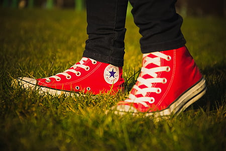 pair of red Converse All-Star high-top sneakers