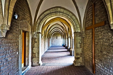 interior photo of brown stone building