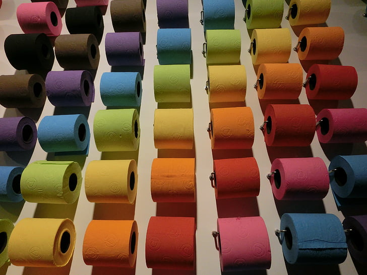 assorted-color toilet papers
