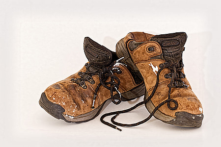 brown-and-black leather hiking boots