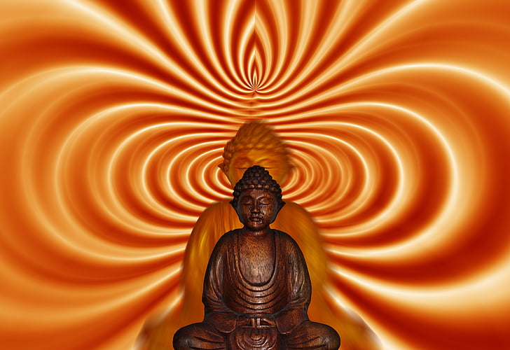 brown wooden buddha optical illusion