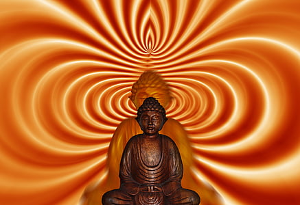 brown wooden buddha optical illusion