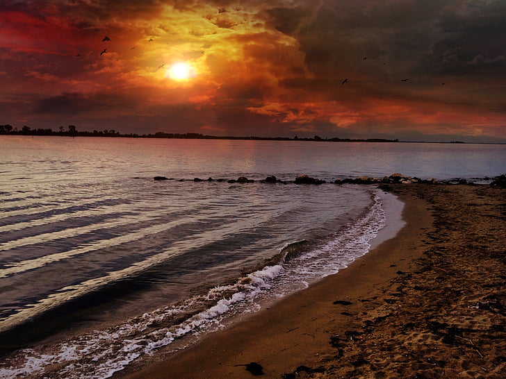 seashore sunset photography