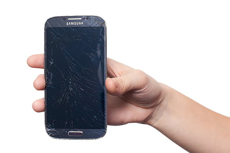 cracked black Samsung Galaxy Android smartphone