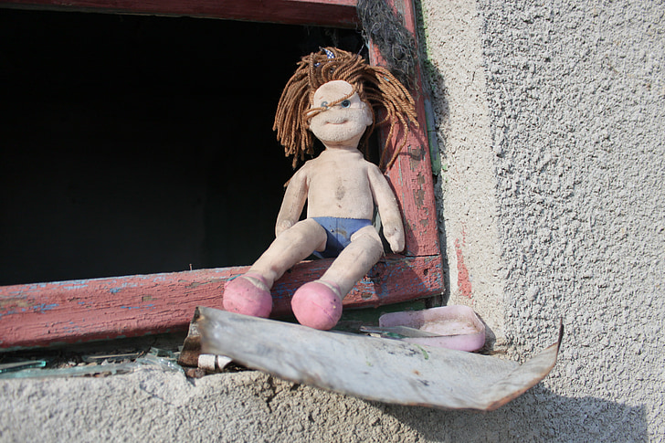 doll, toys, ugly, old, abandoned, childhood
