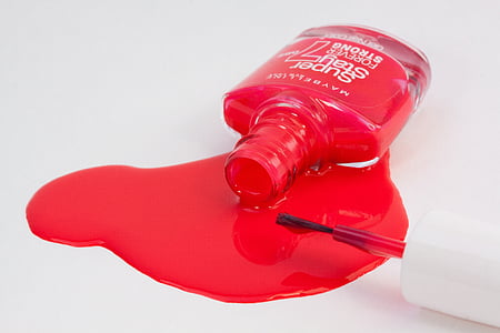 spilled red nail polish