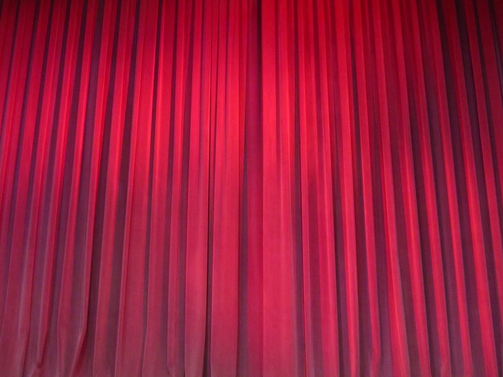 red pleated curtain