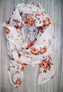 white and red floral scarf