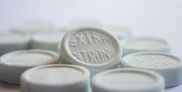close-up photo of Extra Strong medical tablets