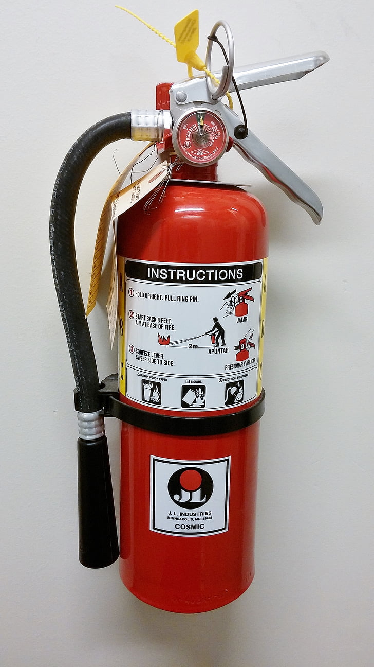 mounted red fire extinguisher