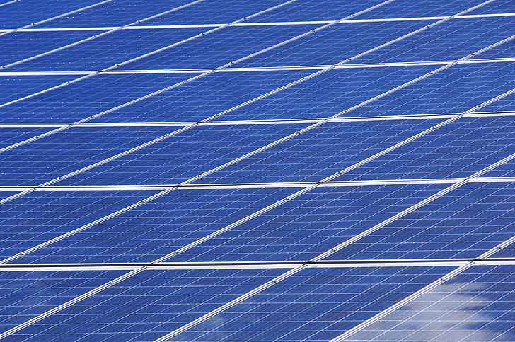 blue and white solar panel