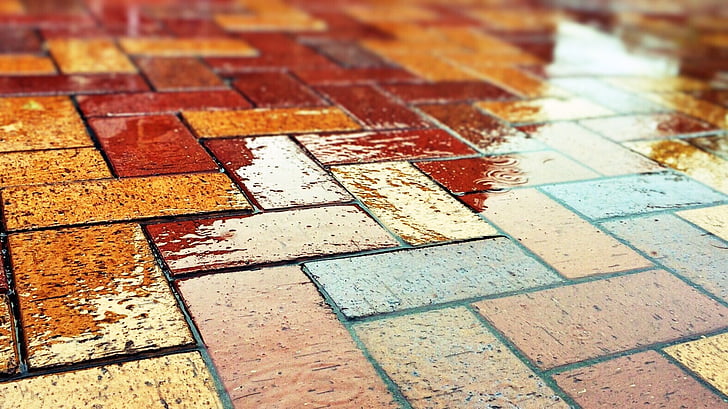 assorted-color brick flooring