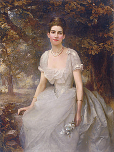 woman in gray dress painting