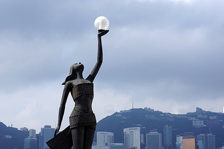 woman raising clear glass globe