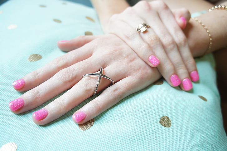 Beautiful Nail Polish in Hand, Purple Nail Art Manicure, White Background  Stock Photo - Image of beautiful, finger: 104784562