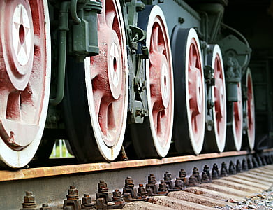 train wheel on brown railroad