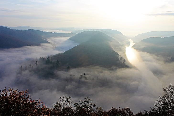 photo of valley with fog