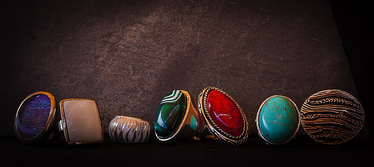 assorted rings with assorted gemstones
