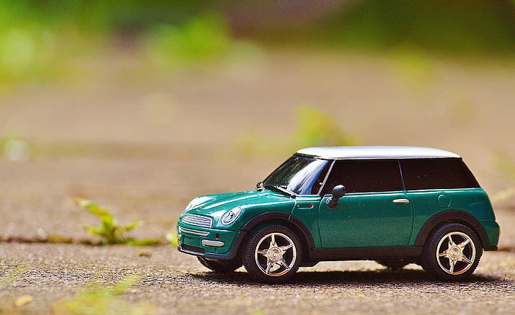green Mini Cooper scale model